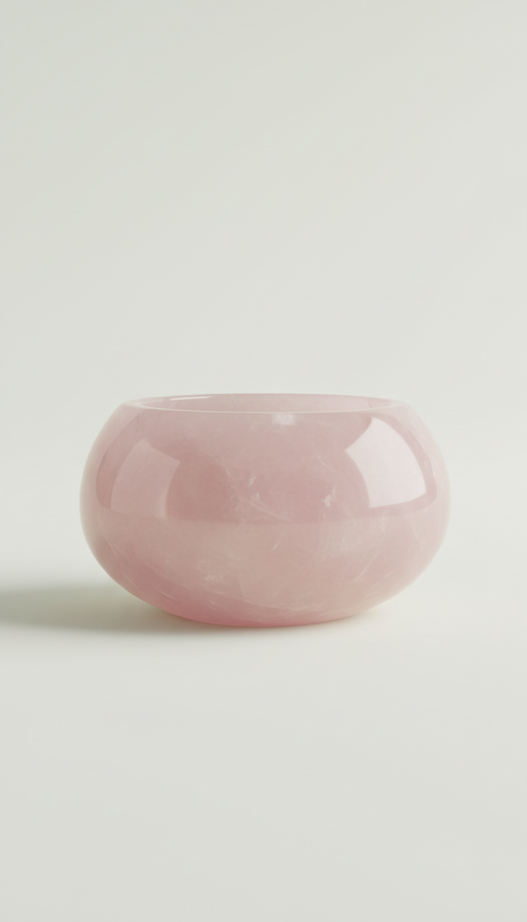 Rose Quartz Ritual Vessel Hand-Carved Glass