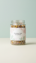 Evening calm herbal blend in glass jar
