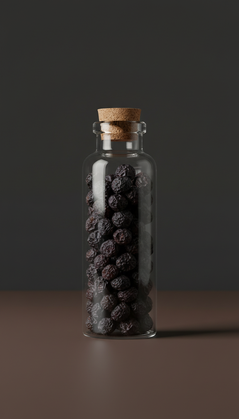 Glass Vial of Dried Belladonna Berries