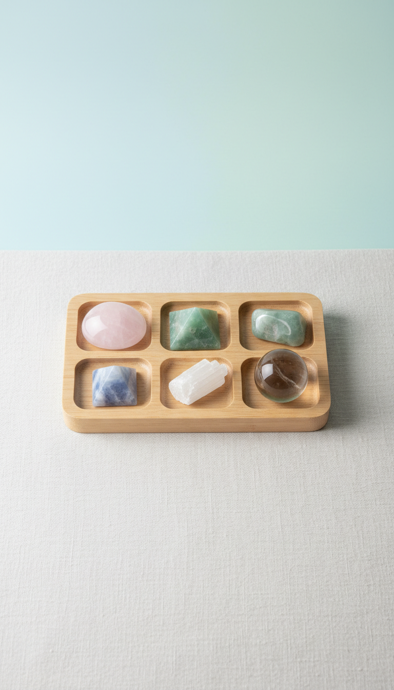 Mindful intention crystal set in minimalist tray